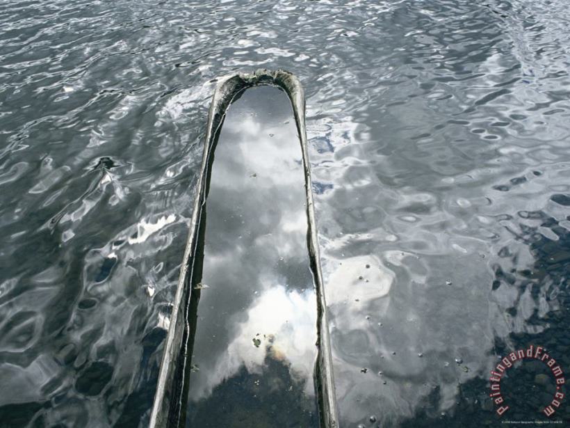 A Log Canoe Is Submerged Into Otsego Lake painting - Raymond Gehman A Log Canoe Is Submerged Into Otsego Lake Art Print