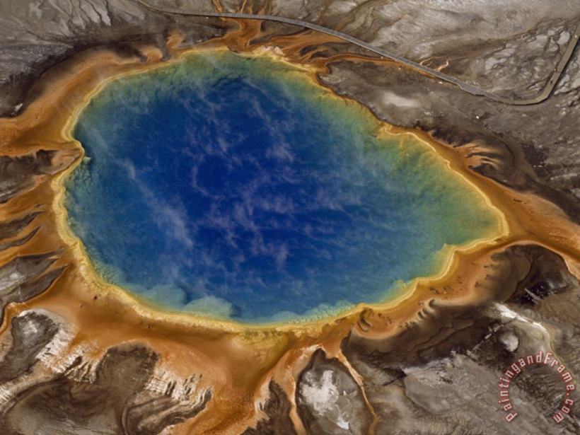 Raymond Gehman Algae Tinted Shallows Ring Yellowstone S Steaming Grand Prismatic Spring Art Painting