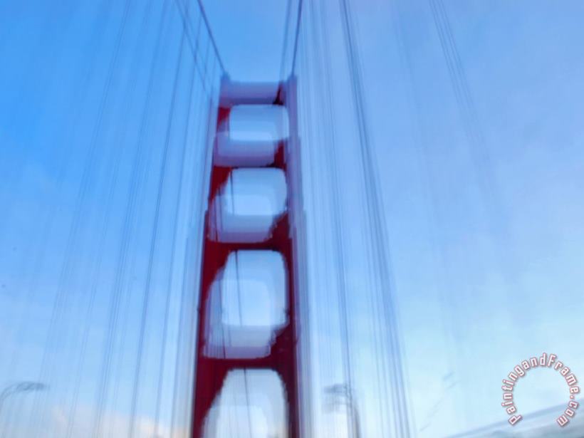 Raymond Gehman Blurred Picture of Golden Gate Bridge While Driving Over It Art Print