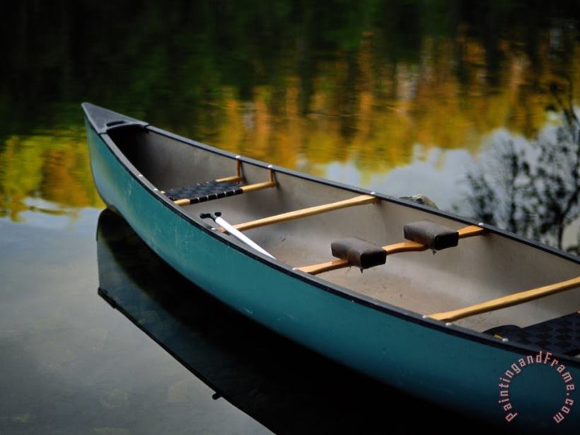 Canoe And Reflections on a Still Lake painting - Raymond Gehman Canoe And Reflections on a Still Lake Art Print