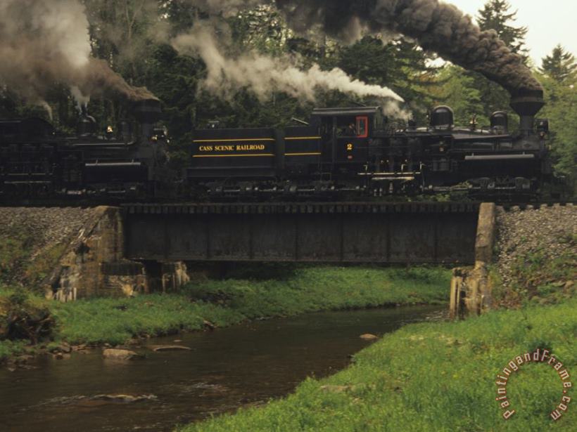 Raymond Gehman Cass Scenic Railroad Train Crossing a Bridge Over a Stream Art Painting