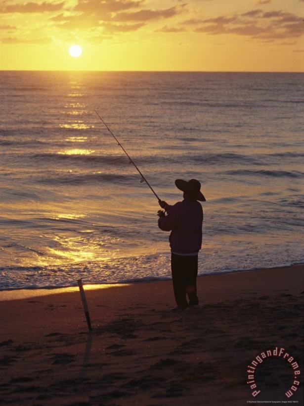 Raymond Gehman Fishing at Sunrise Art Painting