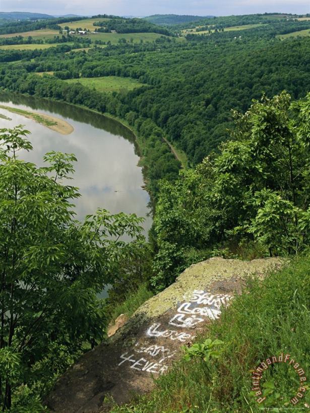 Raymond Gehman Graffiti on a Rock Outcrop Above The Susquehanna River Art Painting