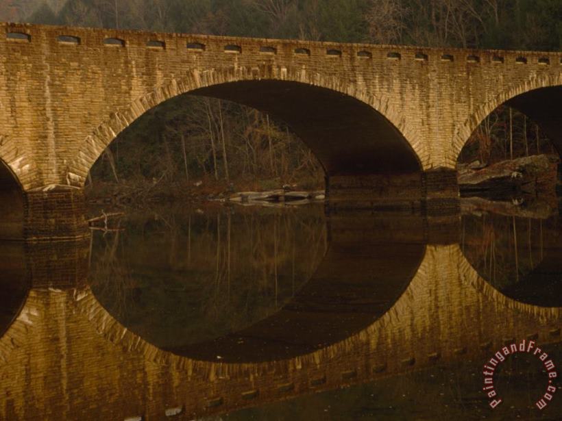 Raymond Gehman Highway Bridge And Its Reflection in The Cumberland River Art Painting