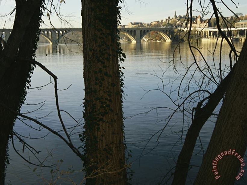 Raymond Gehman Key Bridge Over The Potomac River Viewed From Roosevelt Island Art Print