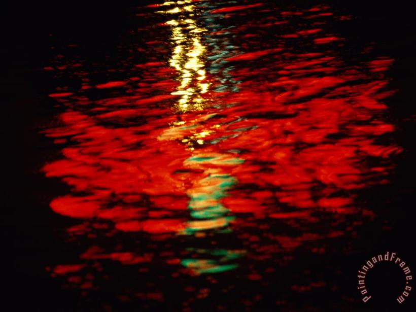 Light Reflected in The Water at Night painting - Raymond Gehman Light Reflected in The Water at Night Art Print
