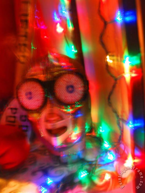 Mask And Christmas Lights in a Costume Shop Window in San Francisco painting - Raymond Gehman Mask And Christmas Lights in a Costume Shop Window in San Francisco Art Print
