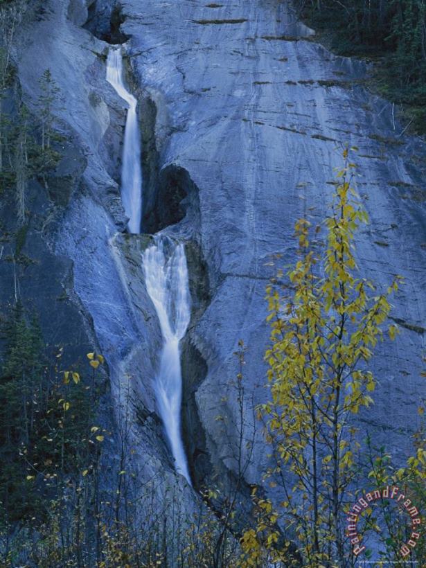 Raymond Gehman Scenic View of a Waterfall Streaming Over a Cliff Face Art Painting