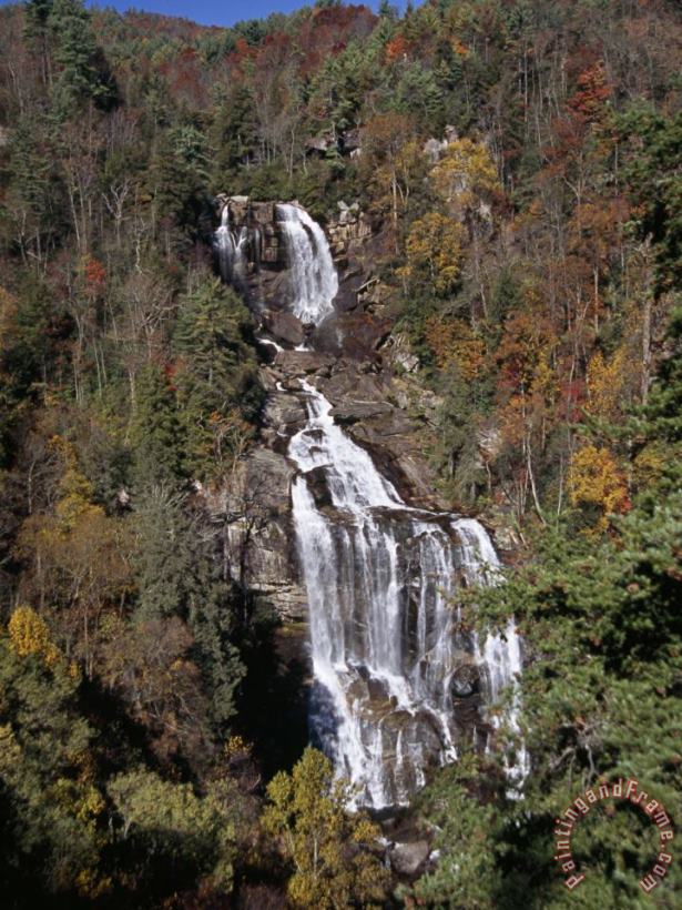 Scenic Whitewater Falls in Autumn painting - Raymond Gehman Scenic Whitewater Falls in Autumn Art Print