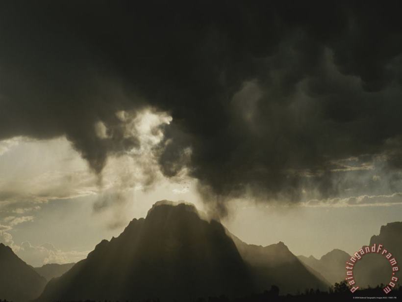Raymond Gehman Storm Clouds Over Mt Moran Grand Teton National Park Wyoming Art Print