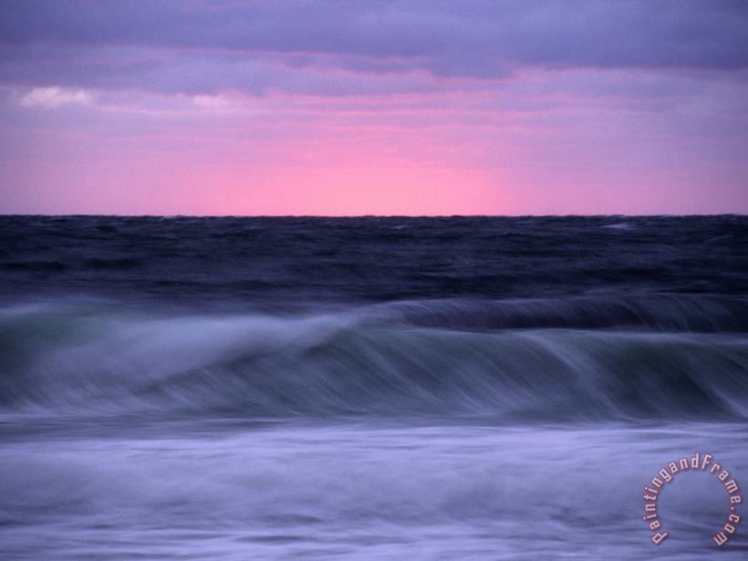 Raymond Gehman Sunset And Storm Surf on The Gulf of St Lawrence Art Print