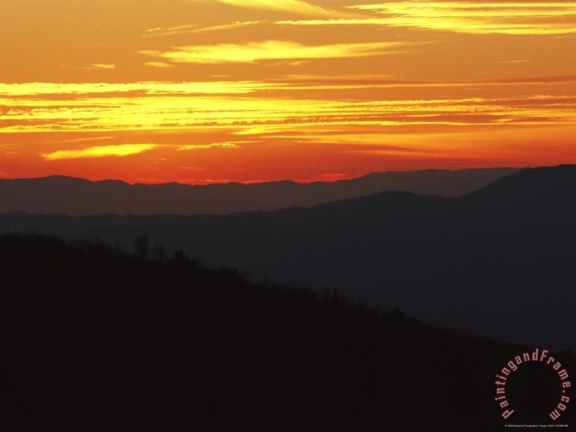 Sunset Over Powell Mountain painting - Raymond Gehman Sunset Over Powell Mountain Art Print