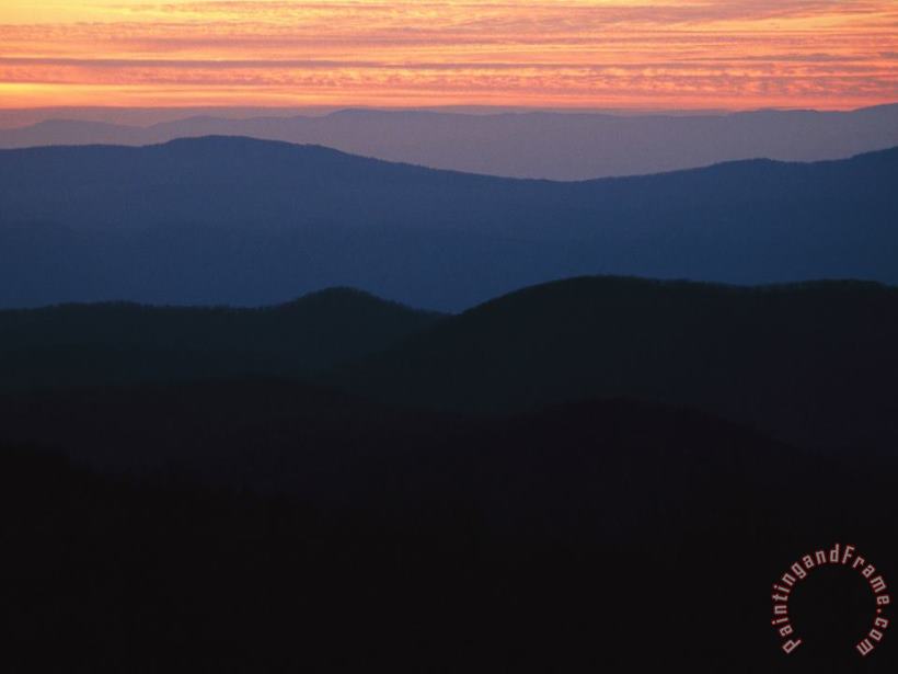 Raymond Gehman Sunset Over The Blue Ridge Mountains As Seen From Big Meadow Art Painting