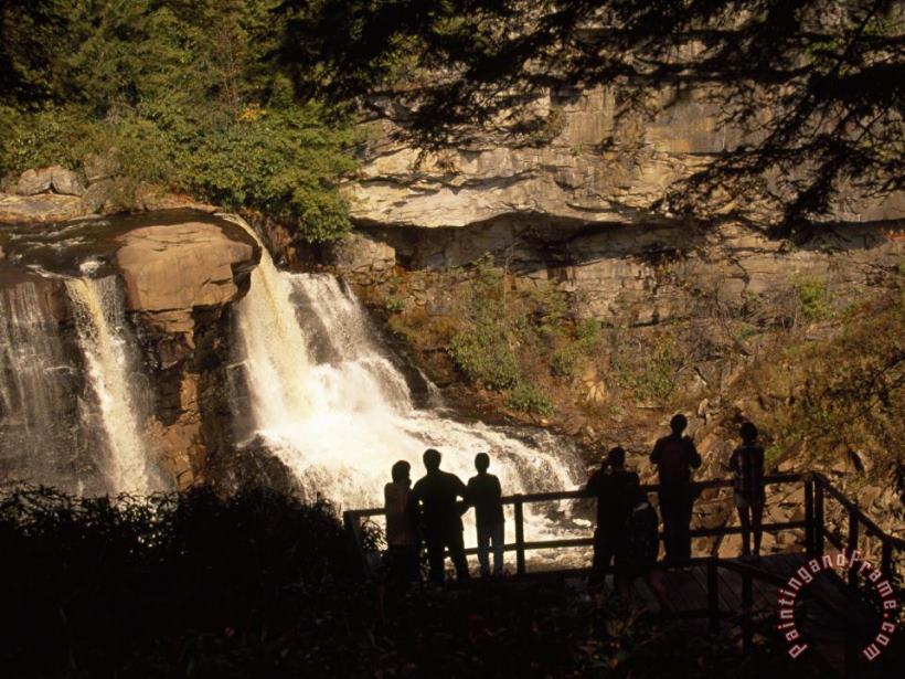 Raymond Gehman Tourists Watching The Cascading Water of Blackwater Falls Art Painting