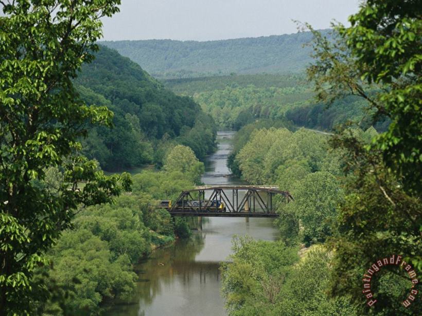Raymond Gehman Train Crosses Trestle Bridge Over The Tye River Near The James River Art Painting