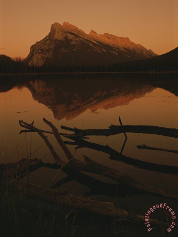 Raymond Gehman Vermilion Lakes at Sunset with Mount Rundle in The Background Art Print