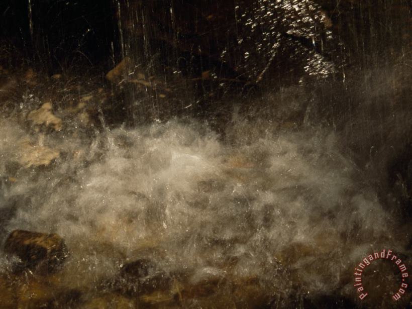 Raymond Gehman Waterfall Splashing Down And Rushing Over Small Pebbles And Stones Art Painting