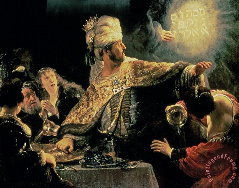 Belshazzars Feast painting - Rembrandt Belshazzars Feast Art Print