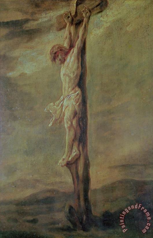 Christ on the Cross painting - Rembrandt Christ on the Cross Art Print
