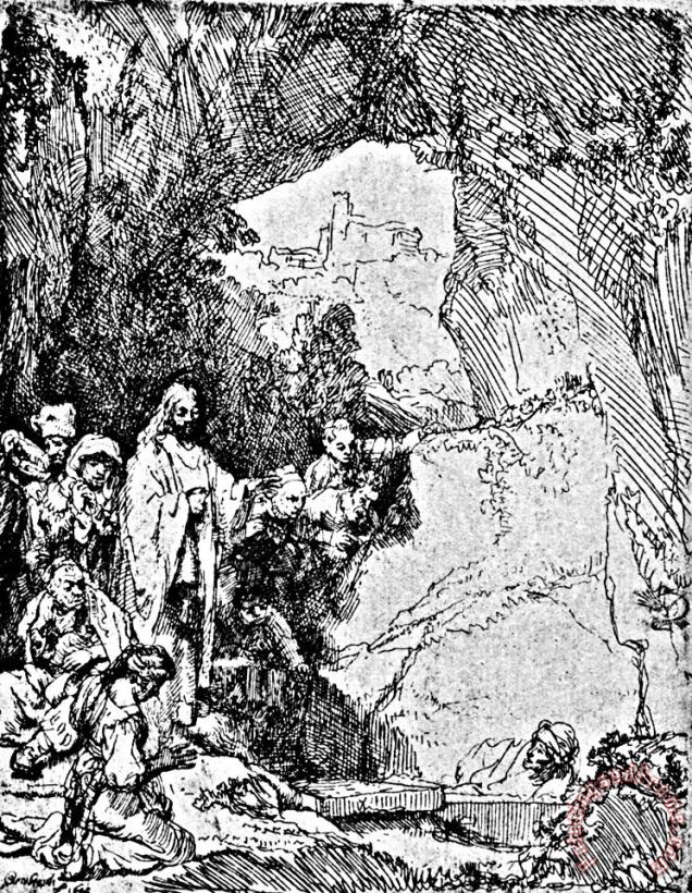 Rembrandt Raising Of Lazarus Rembrandt Engraving Art Print