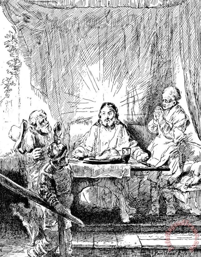 Rembrandt Rembrandt Etching Supper At Emmaus Art Print