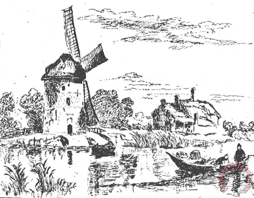 Rembrandt Rembrandt Mill Drawing Art Print