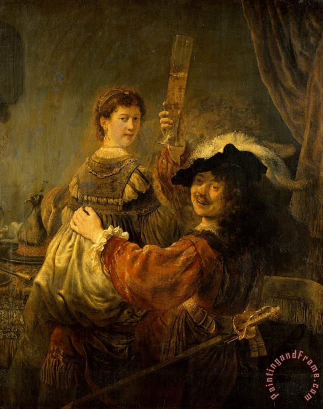 Rembrandt And Saskia in The Scene of The Prodigal Son painting - Rembrandt Harmensz van Rijn Rembrandt And Saskia in The Scene of The Prodigal Son Art Print