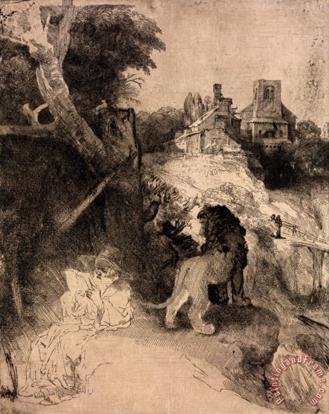Rembrandt Harmensz van Rijn Saint Jerome in an Italian Landscape Art Print