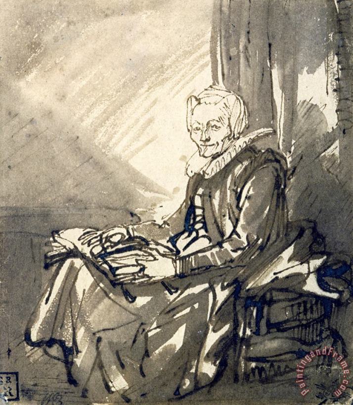 Seated Woman with an Open Book on Her Lap painting - Rembrandt Harmensz van Rijn Seated Woman with an Open Book on Her Lap Art Print