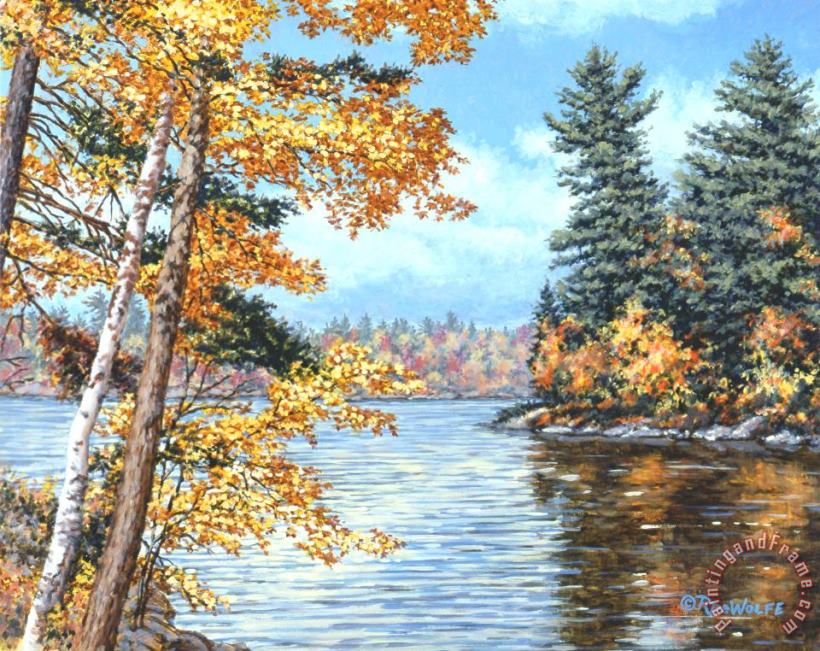 Golden Lake painting - Richard De Wolfe Golden Lake Art Print