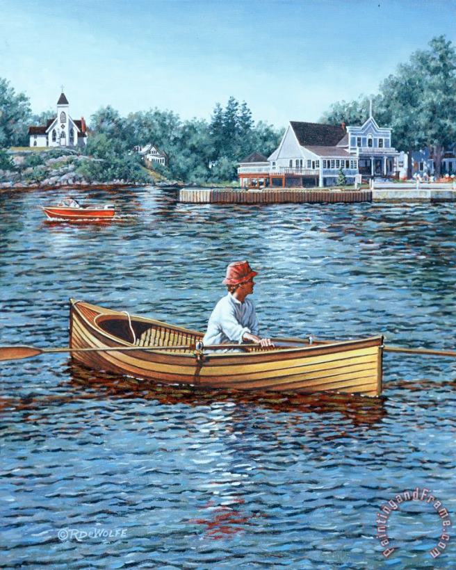 Rowing to Rockport painting - Richard De Wolfe Rowing to Rockport Art Print