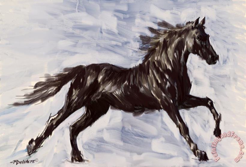 Running Horse painting - Richard De Wolfe Running Horse Art Print