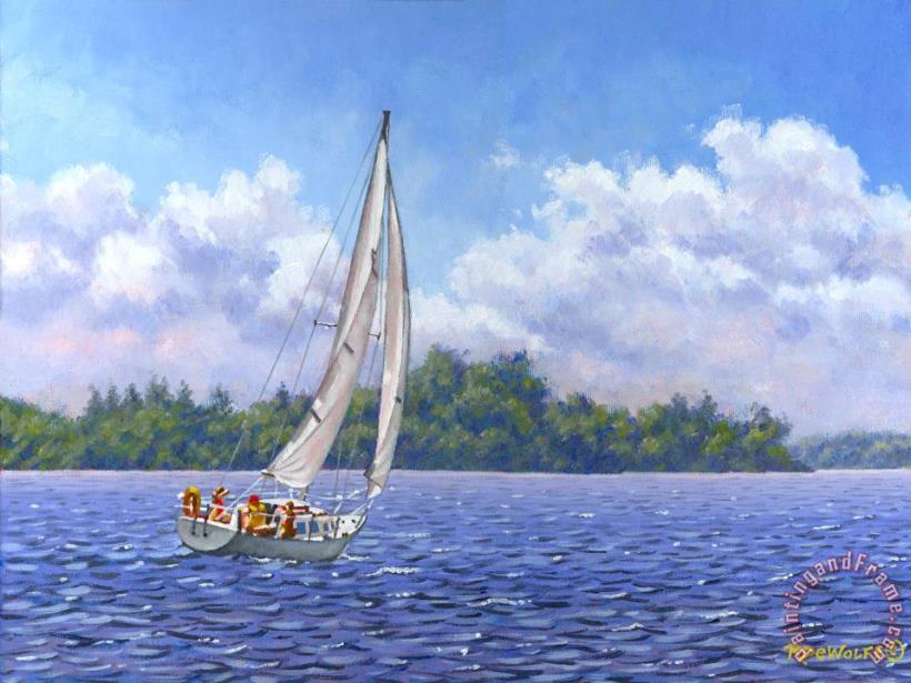 Richard De Wolfe Sailing the Reach Art Painting