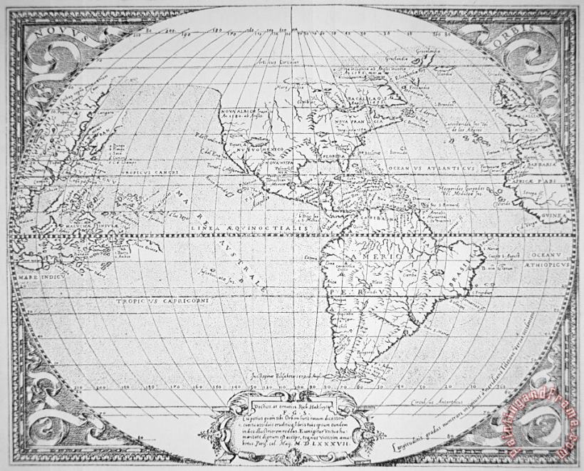 Map of the New World 1587 painting - Richard Hakluyt Map of the New World 1587 Art Print