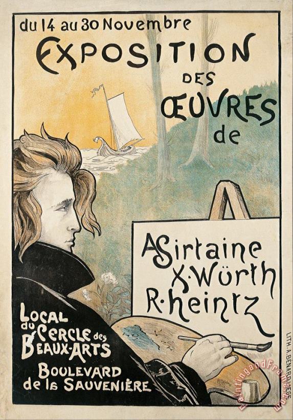 Exposition Des Auvres De A. Sirtaine, X. Wurth, R. Heintz painting - Richard Heintz Exposition Des Auvres De A. Sirtaine, X. Wurth, R. Heintz Art Print