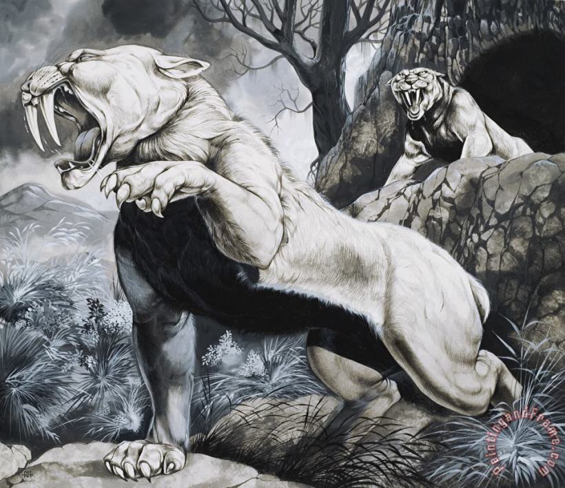 Richard Hook Sabre-toothed Tigers Art Painting