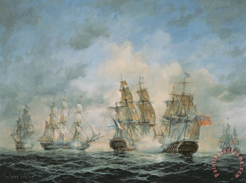19th Century Naval Engagement in Home Waters painting - Richard Willis 19th Century Naval Engagement in Home Waters Art Print