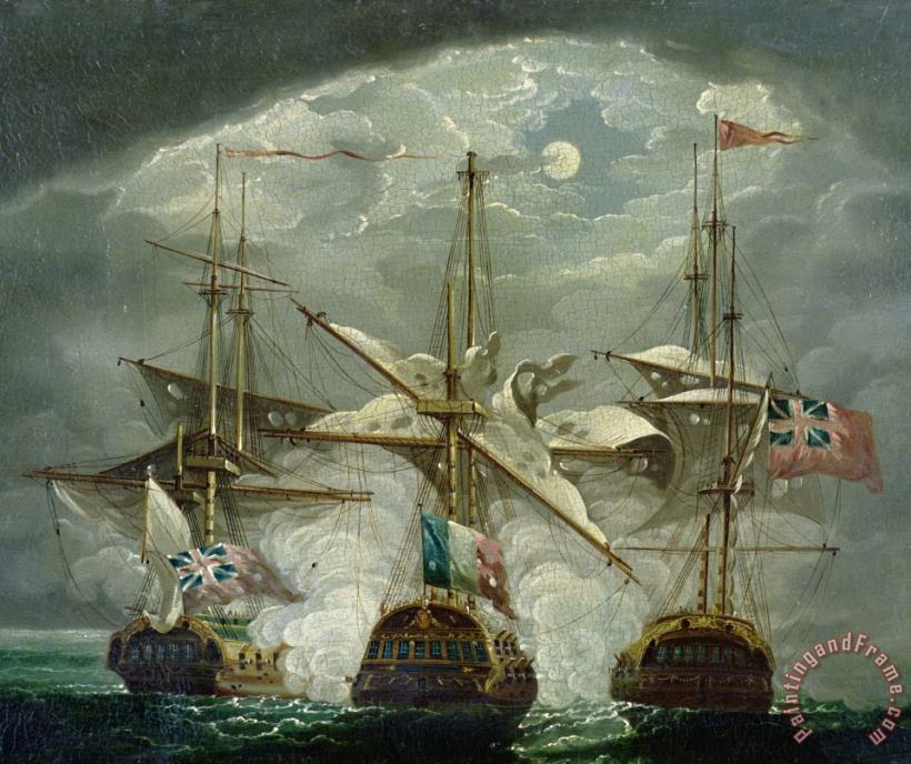 Robert Cleveley A Moonlit Battle Scene Art Painting