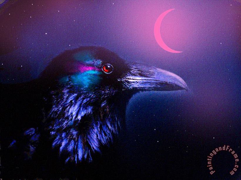 Red Moon Raven painting - Robert Foster Red Moon Raven Art Print