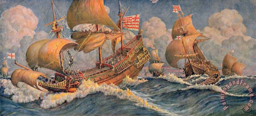Robert Morton Nance Merchant Ships Of 1640 Art Painting