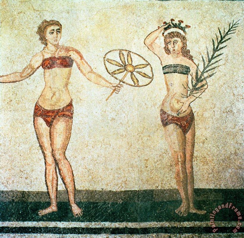 Roman School Women in bikinis from the Room of the Ten Dancing Girls Art Painting