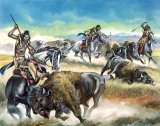 Native American Indians killing American Bison