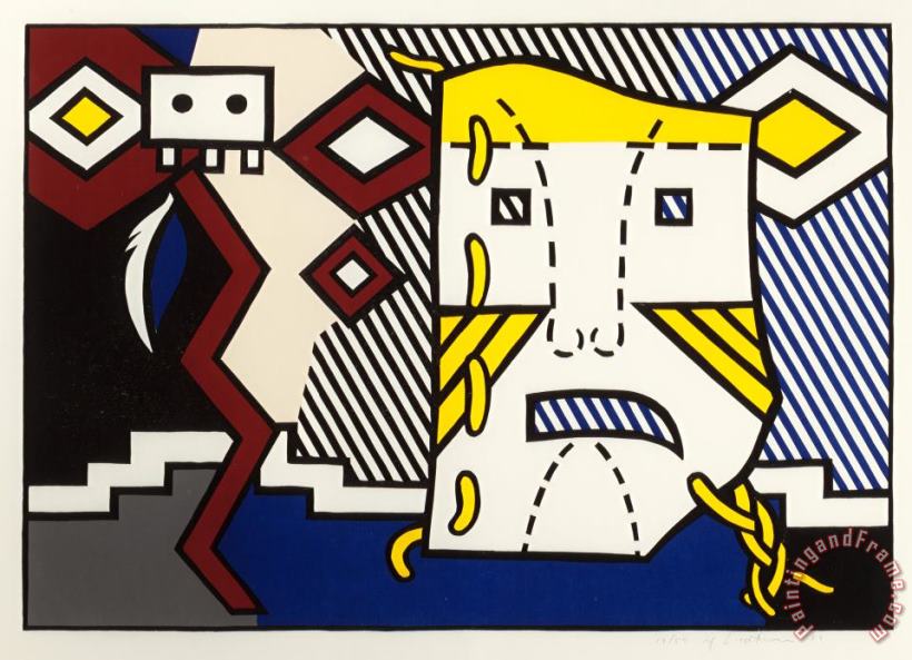 American Indian Theme V, 1980 painting - Roy Lichtenstein American Indian Theme V, 1980 Art Print
