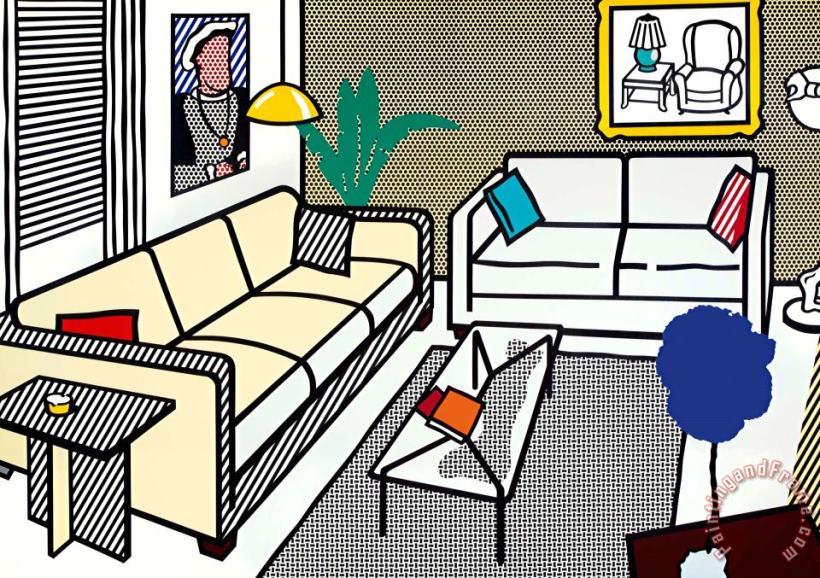 Roy Lichtenstein Interior with Yves Klein Sculpture, 1991 Art Print