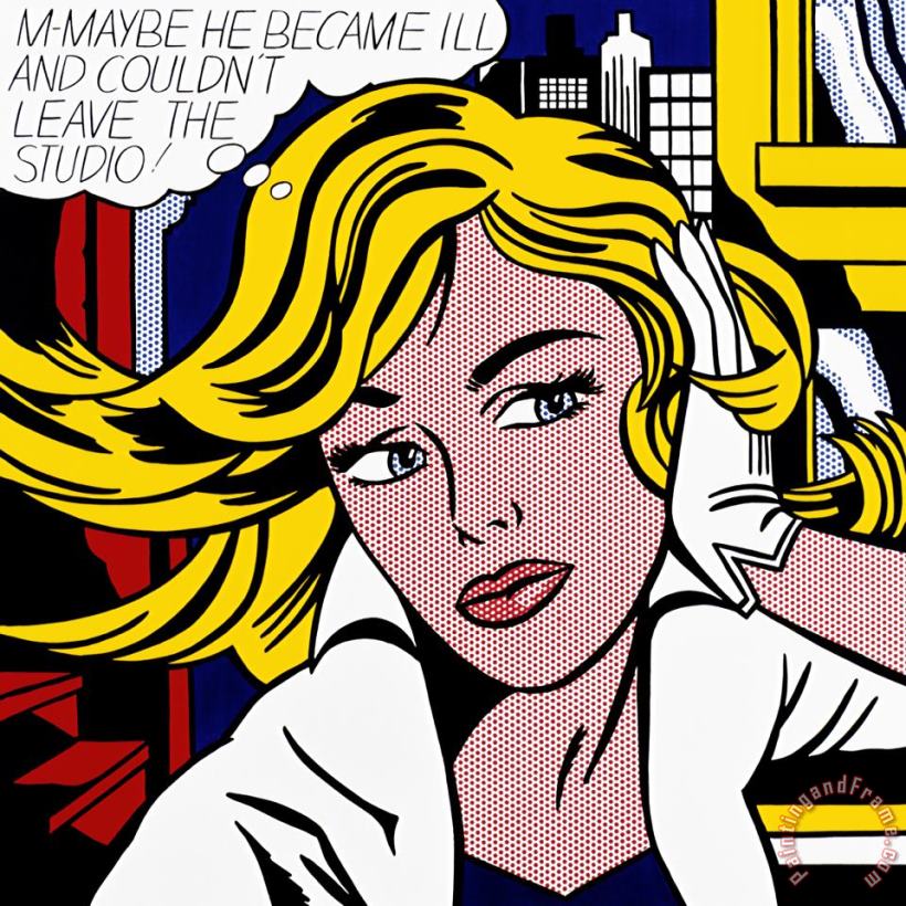 M Maybe C 1965 painting - Roy Lichtenstein M Maybe C 1965 Art Print
