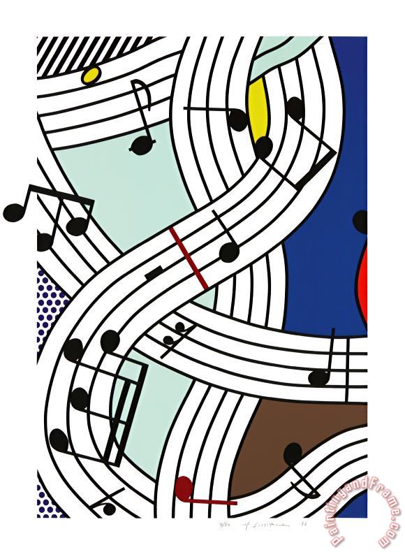 Musical Notes (composition I), 1996 painting - Roy Lichtenstein Musical Notes (composition I), 1996 Art Print