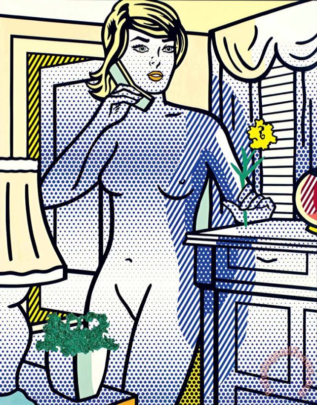 Nude with Yellow Flower, 1994 painting - Roy Lichtenstein Nude with Yellow Flower, 1994 Art Print