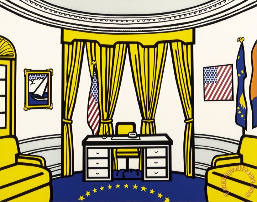 The Oval Office, 1992 painting - Roy Lichtenstein The Oval Office, 1992 Art Print