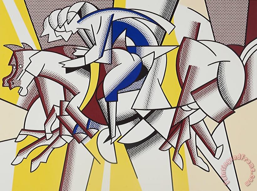 Roy Lichtenstein The Red Horsemen, (aka The Equestrians) for Los Angeles 1984 Olympic Games, 1982 Art Painting
