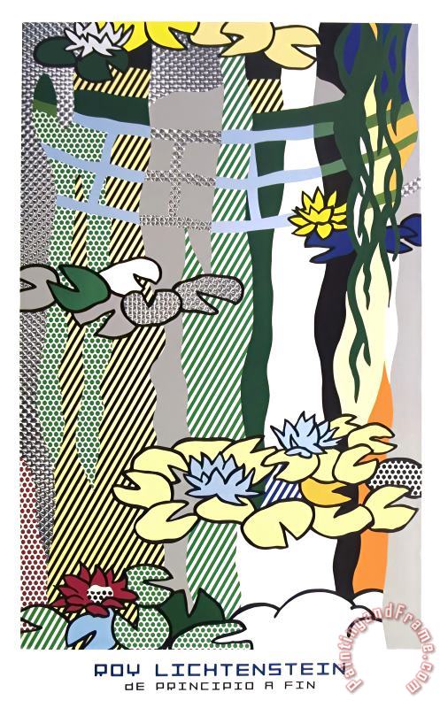Water Lilies with Japanese Bridge painting - Roy Lichtenstein Water Lilies with Japanese Bridge Art Print